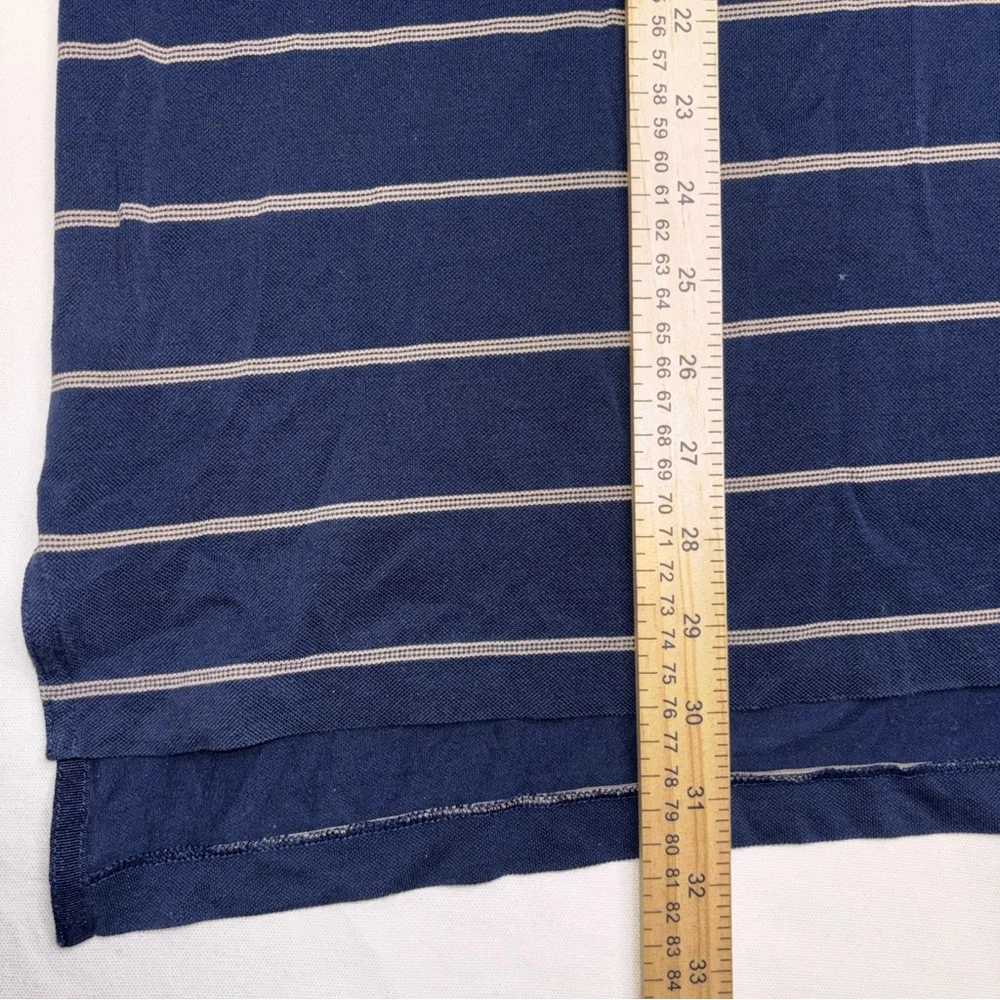 Ralph Lauren Golf Polo Men Extra Large Blue Tan Color Stripe Pima Cotton Shirt